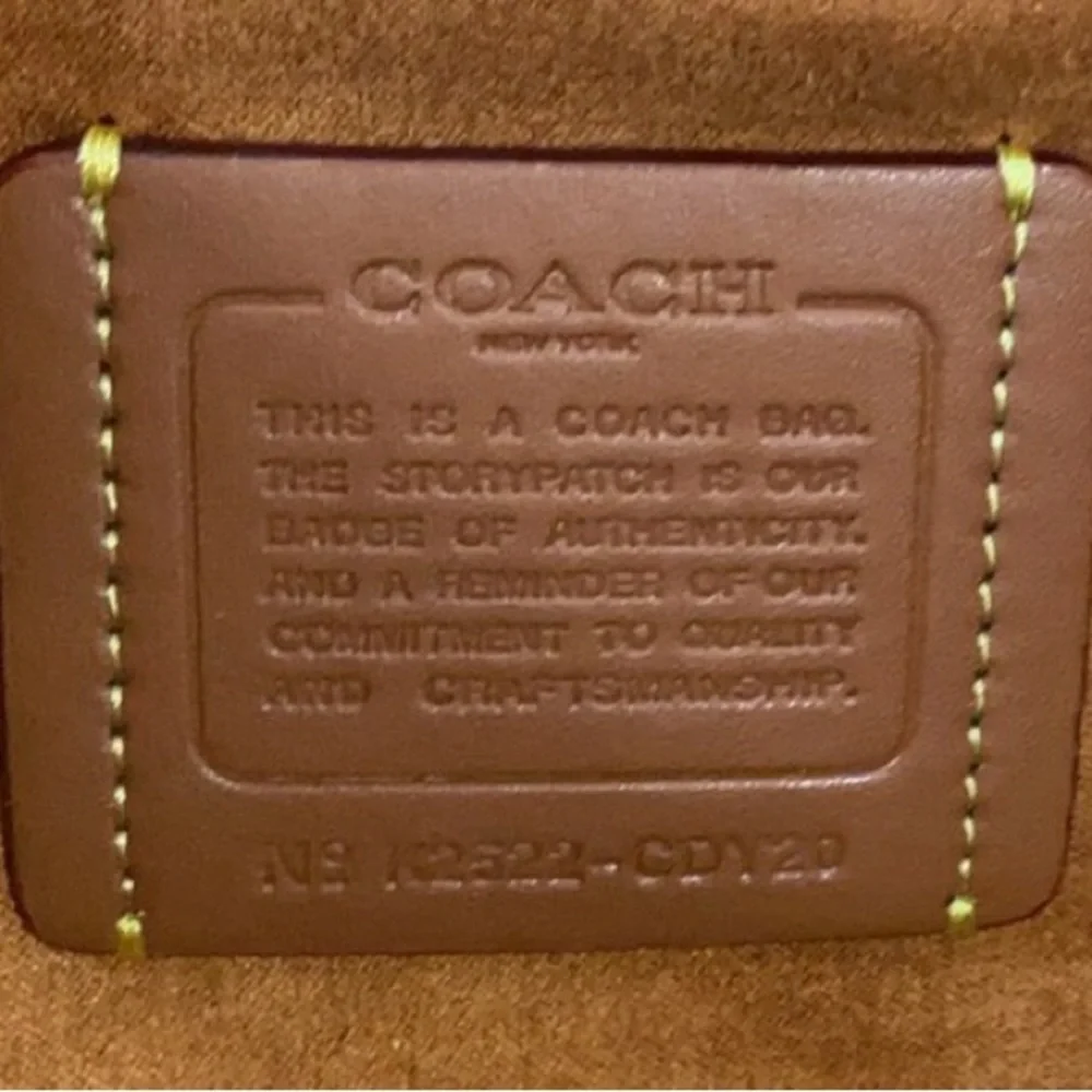 Coach Dark Brown Signature Canvas Shoulder Bag with Gold Logo